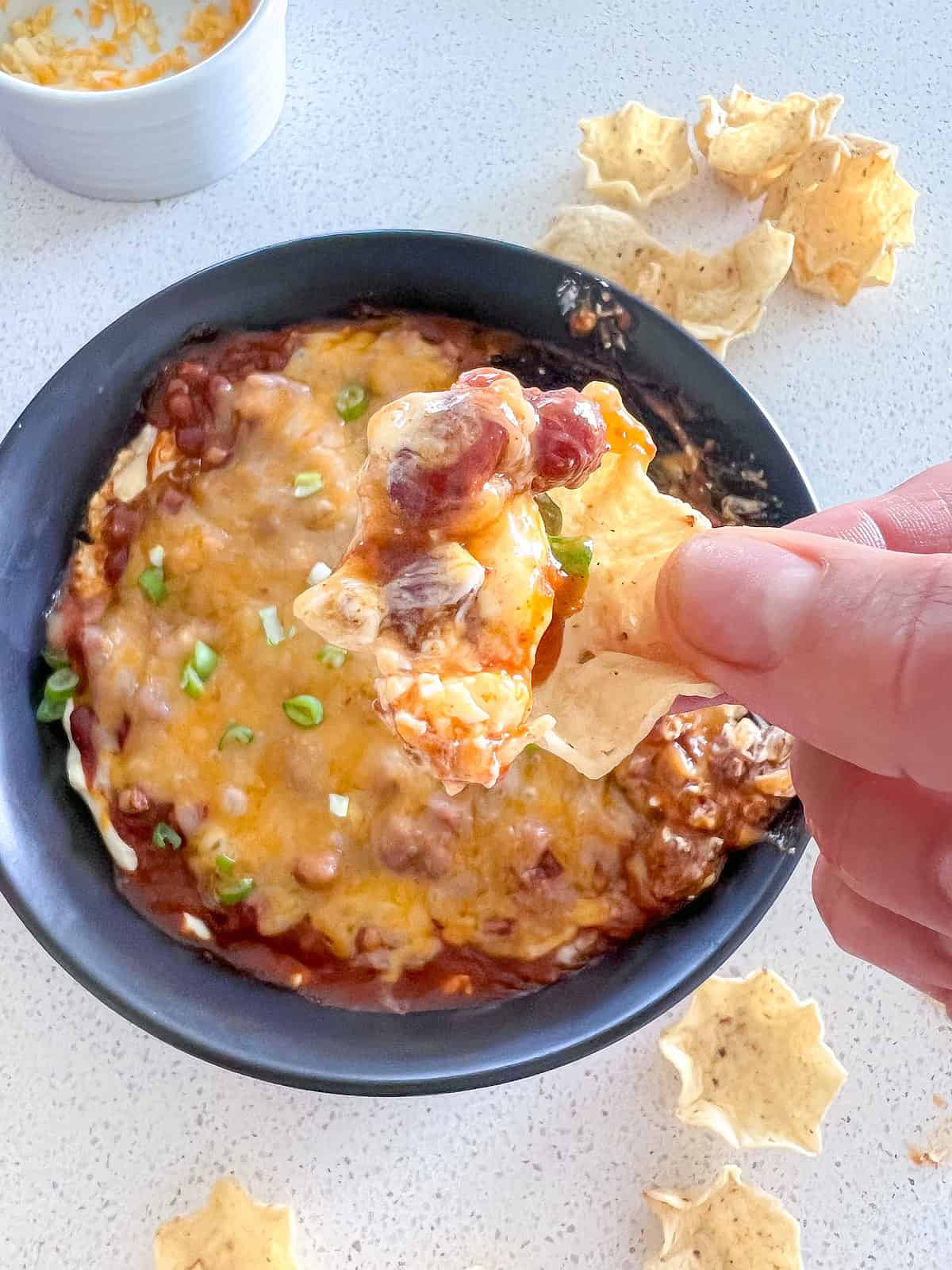 Hormel chili dip in bowl