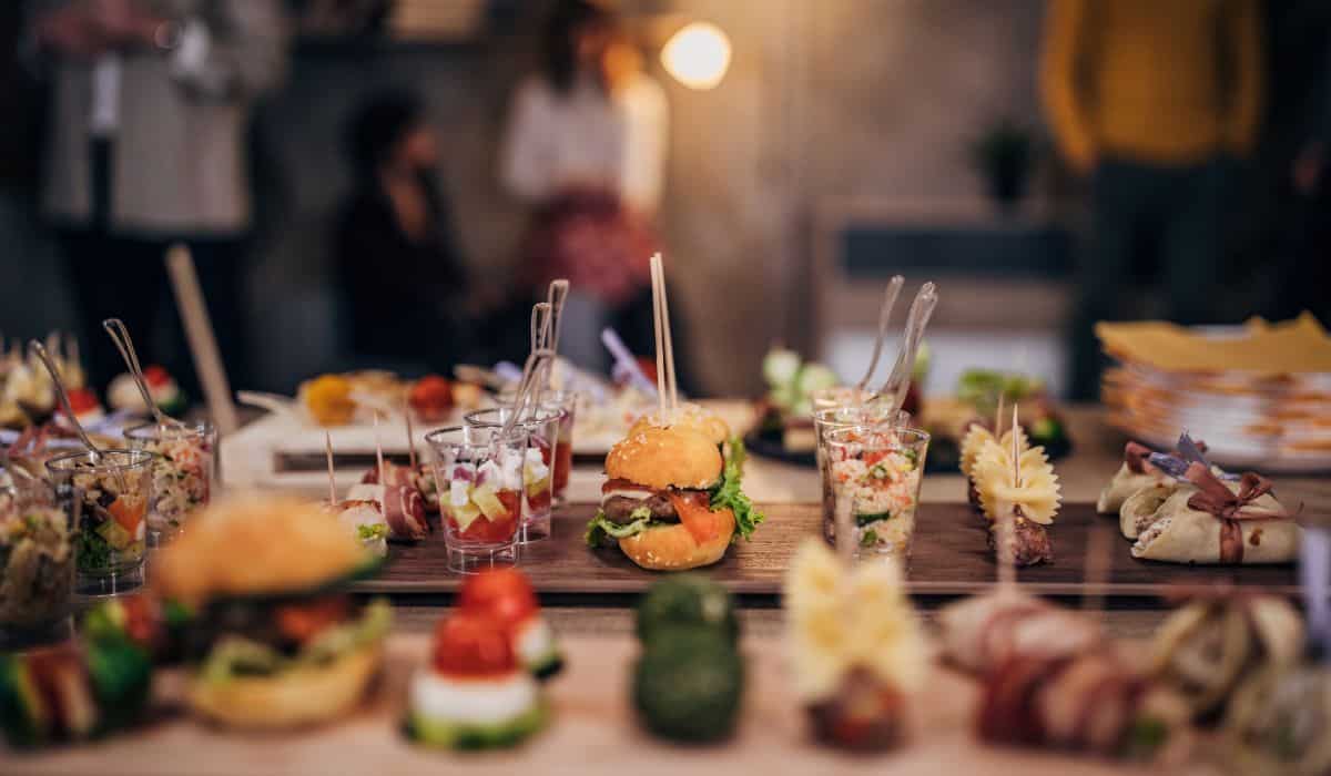 Appetizers on table at a party.