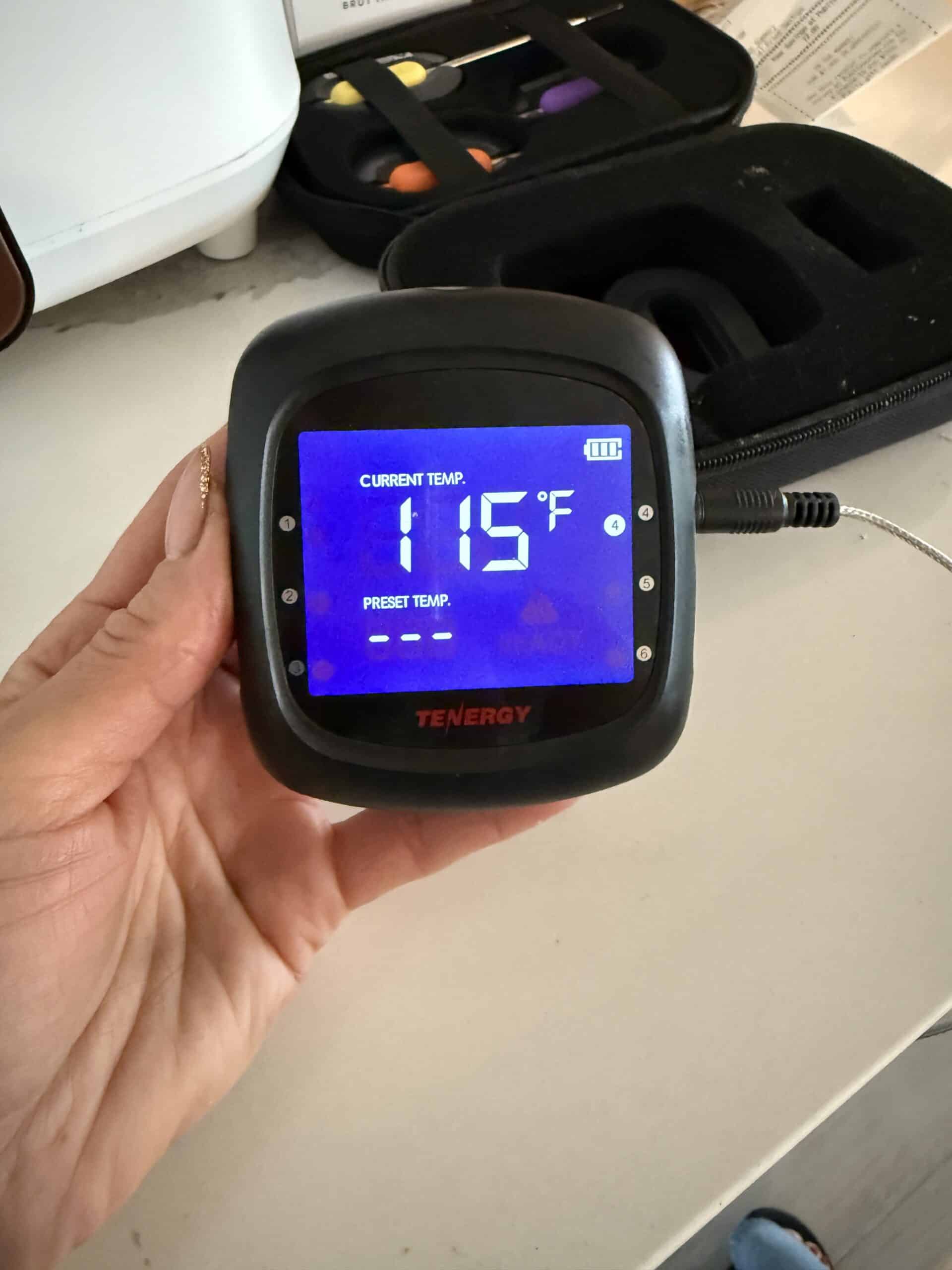 Reading meat thermometer at 115.
